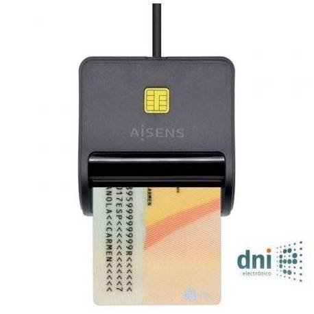 LECTOR DE DNI AISENS ASCR-SN01-BK/ USB 2.0/ NEGRO