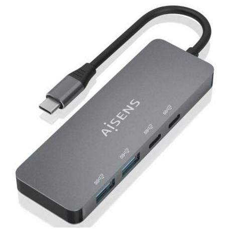 HUB USB TIPO-C AISENS A109-0694/ 2XUSB/ 2XUSB TIPO-C/ GRIS