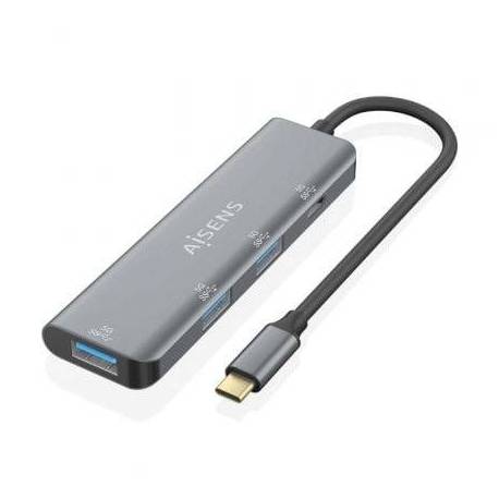 HUB USB TIPO-C AISENS A109-0762/ 3XUSB/ 1XUSB TIPO-C/ GRIS