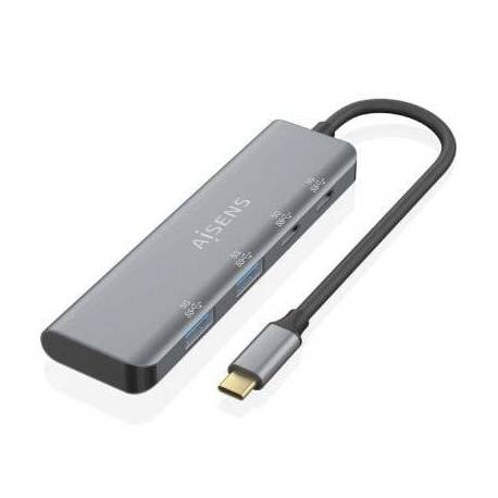 HUB USB TIPO-C AISENS A109-0763/ 2XUSB/ 2XUSB TIPO-C/ GRIS