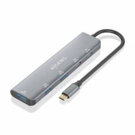 HUB USB TIPO-C AISENS A109-0857/ 3XUSB/ 1XUSB TIPO-C/ 1XUSB TIPO-C PD/ GRIS