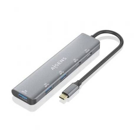 HUB USB TIPO-C AISENS A109-0857/ 3XUSB/ 1XUSB TIPO-C/ 1XUSB TIPO-C PD/ GRIS