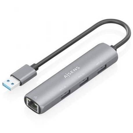 HUB USB AISENS ASUC-4P034-GR/ 3XUSB/ 1XRJ45/ GRIS
