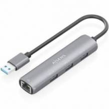 HUB USB AISENS ASUC-4P034-GR/ 3XUSB/ 1XRJ45/ GRIS