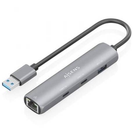HUB USB AISENS ASUC-4P036-GR/ 2XUSB TIPO-C/ 1XUSB/ 1XRJ45/ GRIS