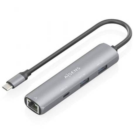 HUB USB TIPO-C AISENS ASUC-4P039-GR/ 1XUSB TIPO-C/ 2XUSB/ 1XRJ45/ GRIS