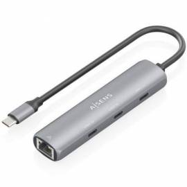 HUB USB TIPO-C AISENS ASUC-4P041-GR/ 3XUSB TIPO-C/ 1XRJ45/ GRIS