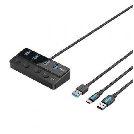 HUB USB 3.0 VENTION CHWBF/ 4XUSB/ 1XUSB TIPO-C PD/ INCLUYE CABLE CARGA USB MACHO - USB TIPO-C MACHO