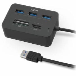 HUB USB 3.0 NOX READER ONE/ 3XUSB/ 1X LECTOR DE TARJETAS