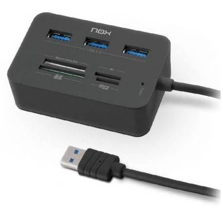 HUB USB 3.0 NOX READER ONE/ 3XUSB/ 1X LECTOR DE TARJETAS