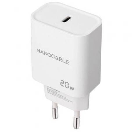 CARGADOR DE PARED NANOCABLE 10.10.2005/ 1XUSB TIPO-C/ 20W/ BLANCO