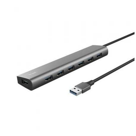 HUB USB 3.2 GEN1 TRUST HALYX/ 7XUSB/ 1XUSB-C/ GRIS