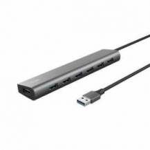 HUB USB 3.2 GEN1 TRUST HALYX/ 7XUSB/ 1XUSB-C/ GRIS