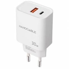 CARGADOR DE PARED NANOCABLE 10.10.2011/ 1XUSB/ 1XUSB TIPO-C/ 30W/ BLANCO