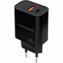 CARGADOR DE PARED NANOCABLE 10.10.2012/ 1XUSB/ 1XUSB TIPO-C/ 30W/ NEGRO