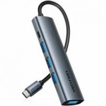 HUB USB TIPO-C 3.0 VENTION TGZHB/ 3XUSB/ 1XUSB TIPO-C PD/ GRIS