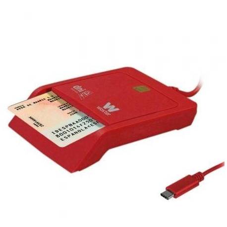 LECTOR DE DNI Y TARJETAS WOXTER PE26-199/ USB TIPO-C/ ROJO