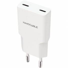 CARGADOR DE PARED NANOCABLE 10.10.2023/ 2XUSB TIPO-C/ 20W/ BLANCO