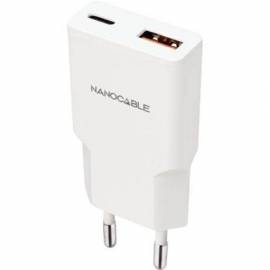 CARGADOR DE PARED NANOCABLE 10.10.2025/ 1XUSB TIPO-C/ 1XUSB/ 25W/ BLANCO