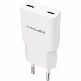 CARGADOR DE PARED NANOCABLE 10.10.2026/ 2XUSB TIPO-C/ 25W/ BLANCO