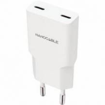 CARGADOR DE PARED NANOCABLE 10.10.2026/ 2XUSB TIPO-C/ 25W/ BLANCO