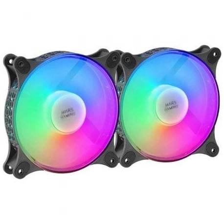 PACK 2 VENTILADORES MARS GAMING MFDUO/ 12CM/ FRGB