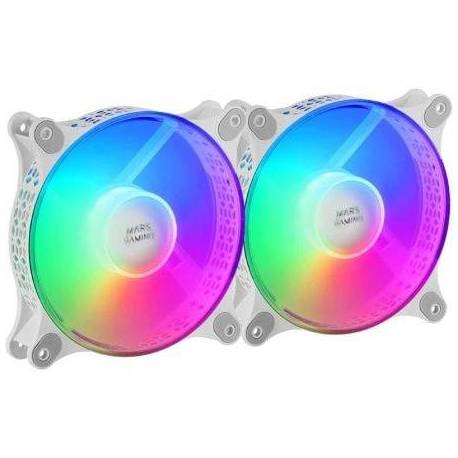 PACK 2 VENTILADORES MARS GAMING MFDUOW/ 12CM/ FRGB/ BLANCOS