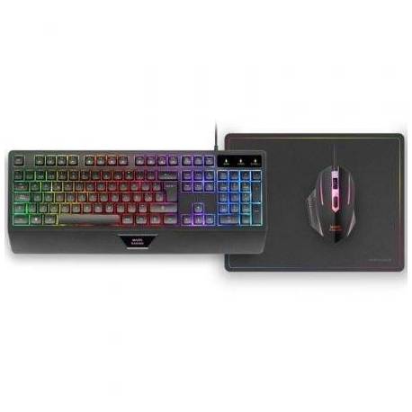 PACK GAMING MARS GAMING MCP124/ TECLADO H-MECH + RATÓN ÓPTICO + ALFOMBRILLA/ NEGRO