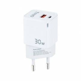 CARGADOR DE PARED GAN TOOQ TQWC-GANQCPD30WT/ 1XUSB TIPO-C/ 1XUSB/ 30W