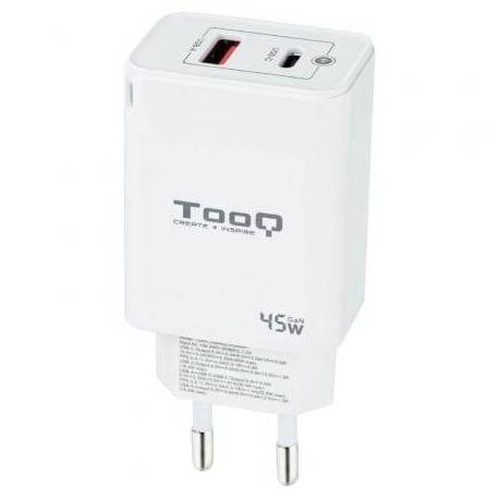 CARGADOR DE PARED GAN TOOQ TQWC-GANQCPD45WT/ 1XUSB TIPO-C/ 1XUSB/ 45W
