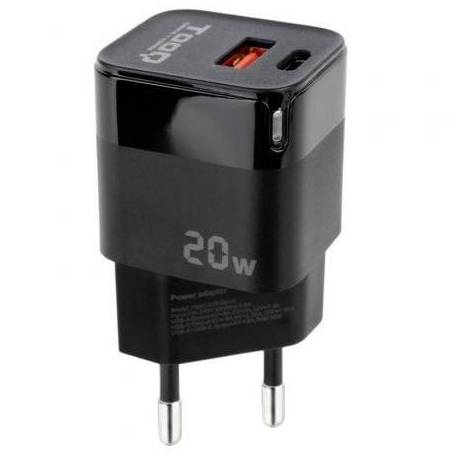 CARGADOR DE PARED TOOQ TQWC-QCPD20/ 1XUSB TIPO-C/ 1XUSB/ 20W