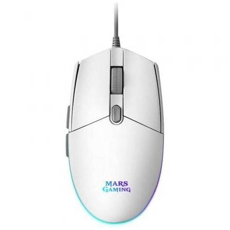 RATÓN GAMING MARS GAMING MMGW/ HASTA 3200 DPI/ BLANCO