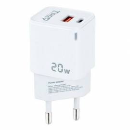 CARGADOR DE PARED TOOQ TQWC-QCPD20WT/ 1XUSB-TIPO C/ 1X USB/ 20W/ BLANCO