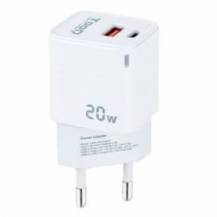 CARGADOR DE PARED TOOQ TQWC-QCPD20WT/ 1XUSB-TIPO C/ 1X USB/ 20W/ BLANCO