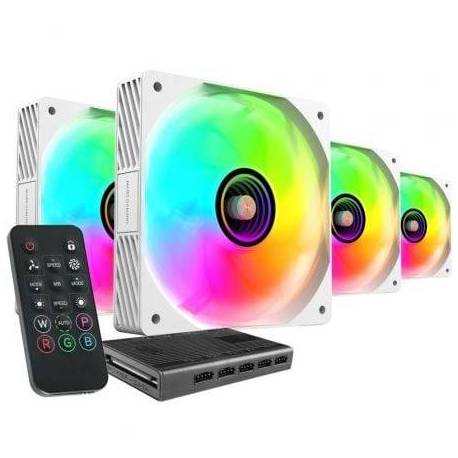 PACK 4 VENTILADORES MARS GAMING MF-SI4KIT/ 12CM + HUB + MANDO A DISTANCIA/ ARGB/ BLANCOS