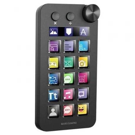 CONTROL DECK MARS GAMING MSD-NEO/ 15 TECLAS LCD/ 1 RUEDA/ 2 BOTONES/ NEGRO