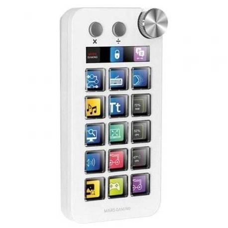 CONTROL DECK MARS GAMING MSD-NEO/ 15 TECLAS LCD/ 1 RUEDA/ 2 BOTONES/ BLANCO