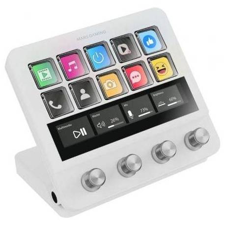 STREAM DECK MARS GAMING MSD-PRO/ 10 TECLAS LCD + 4 DIALES PERSONALIZABLES/ BLANCO