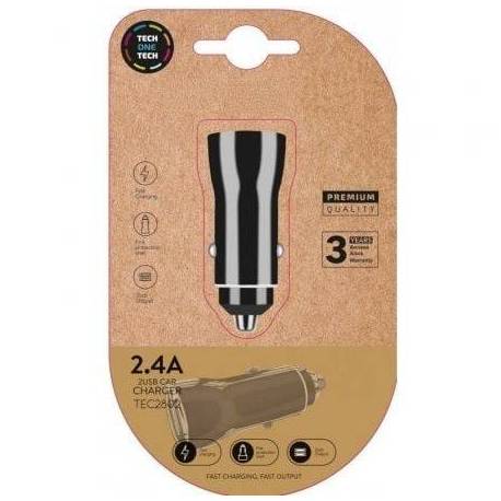 CARGADOR DE COCHE TECH ONE TECH TEC2802/ 2XUSB/ 12W