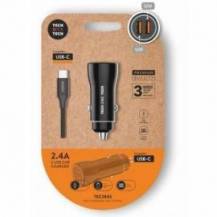 CARGADOR DE COCHE TECH ONE TECH TEC2803/ 2XUSB + CABLE USB TIPO-C/ 12W