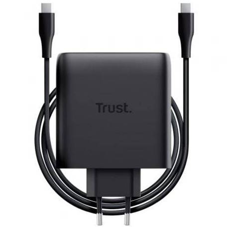 CARGADOR DE PARED GAN TRUST MAXO 100W/ 2XUSB TIPO-C/INCLUYE CABLE USB TIPO-C/ 100W