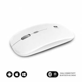 RATÓN INALÁMBRICO POR BLUETOOTH SUBBLIM DUAL FLAT/ BATERÍA RECARGABLE/ HASTA 1600 DPI/ BLANCO