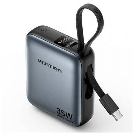 POWERBANK 10000MAH VENTION FHEH0/ 35W/ GRIS/ INCLUYE CABLE USB TIPO-C