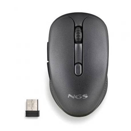 RATÓN INALÁMBRICO NGS EVO RUST/ BATERÍA RECARGABLE/ HASTA 1600 DPI/ NEGRO