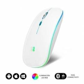 RATÓN INALÁMBRICO POR BLUETOOTH SUBBLIM LED DUAL FLAT/ BATERÍA RECARGABLE/ HASTA 1600 DPI/ BLANCO