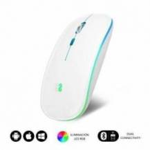 RATÓN INALÁMBRICO POR BLUETOOTH SUBBLIM LED DUAL FLAT/ BATERÍA RECARGABLE/ HASTA 1600 DPI/ BLANCO