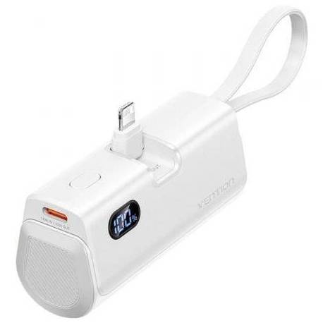 POWERBANK 4800MAH VENTION FHRW0/ 22.5W/ BLANCA/ INCLUYE CABLE USB TIPO-C Y LIGHTNING