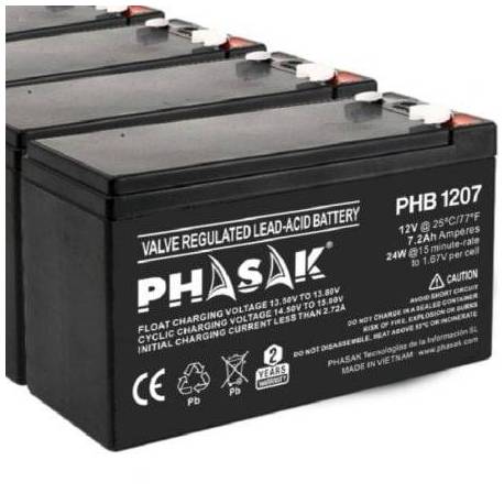 BATERÍA PHASAK PHB 1207 COMPATIBLE CON SAI/UPS PHASAK SEGÚN ESPECIFICACIONES
