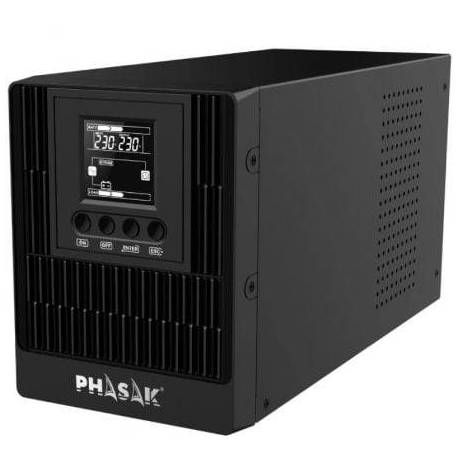 SAI ONLINE PHASAK 1000 VA ONLINE LCD/ 1000VA-1000W/ 3 SALIDAS/ FORMATO TORRE