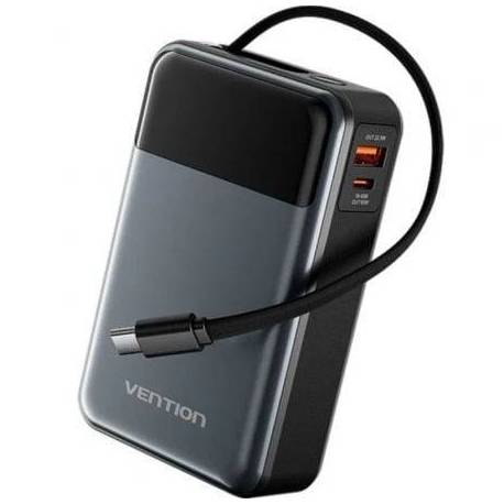 POWERBANK 20000MAH VENTION FHYB0/ 65W/ GRIS/ INCLUYE CABLE USB TIPO-C